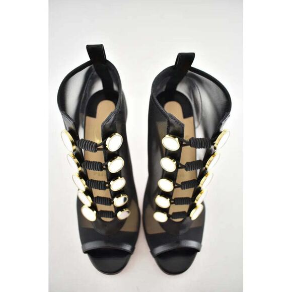 Christian Louboutin Marikate 100 Black Mesh Peep Toe Ankle Bootie Heel Pump 37 - Picture 7 of 12